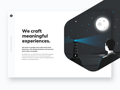 We craft meaningful experiences blue branding design desktop flat illustration keynote lighthouse moon space typography ui ux vector white