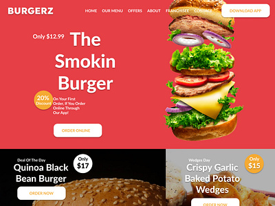 Burgerz Landing Page UI Design