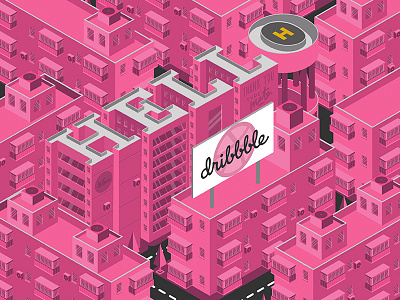 Hello Dribbble city debut hello vector