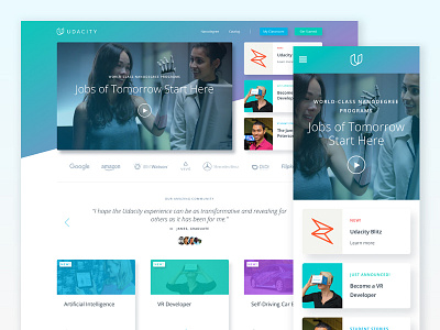 Udacity Homepage - Featured Modules blitz cards gradient homepage rebrand responsive design udacity ui web design