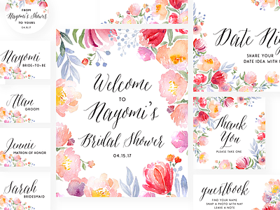 Yay for Nay — Bridal Shower — Paper Suite bridal bridal shower design diy floral flowers paper print design rosegold suite watercolor wedding