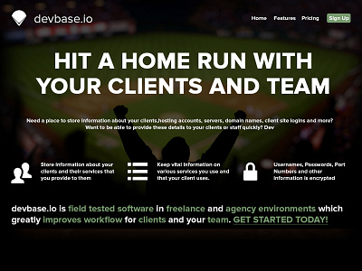 devbase Landing Page app landing large background simple web app