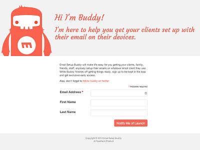 Email Setup Buddy Landing Page landing page signup website