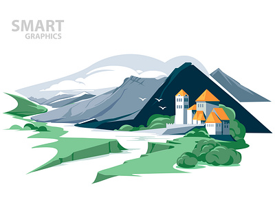 scenery illustration animation app branding design graphic design vector
