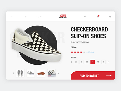 Vans Off the Wall Ecommerce Concept clean clean design concept design ecommerce fashion flat red shoes app shop shopping sneakers ui ux ux ui vans web white white and black