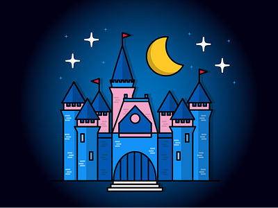 Disney Castle blue concept creative design digital disney icon illustration vector