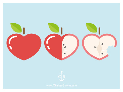 Apples apple heart apples food fruit hearts illustration illustrator vector zelda