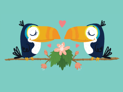 Toucans! bird heart illustration kiss love lovebird photoshop toucan tropical wacom