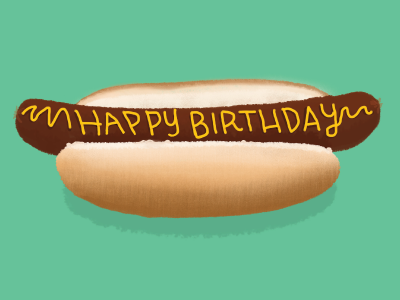 Birthday Weiner hotdog illustration photoshop wacom weiner