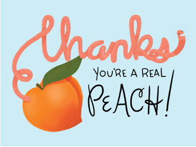 What a Peach! fruit illustration peach photoshop thanks wacom worm