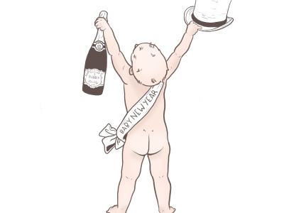 Baby New Year baby champagne new year top hat