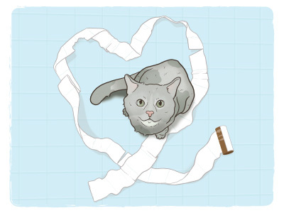 Mischevious Heart cat cats cute heart mischievous tile toilet paper valentine