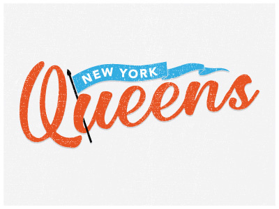 Queens, NYC flag new york orange queens type