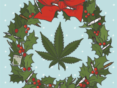 X-Mas Reef cannabis christmas high marijuana pot reefer weed wreath x mas