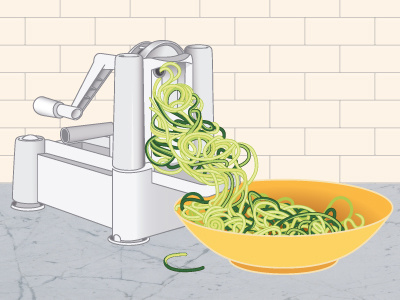 Zoodles bowl cucumber illustration illustrator kitchen noodles vector zoodles