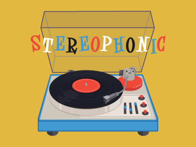 Stereophonic! illustration music record player records retro stereophonic vector vintage