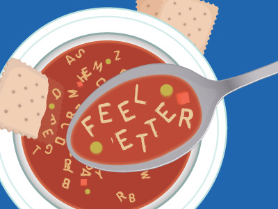 Feelin' soupy? alphabet crackers illustrator sick soup spoon vector