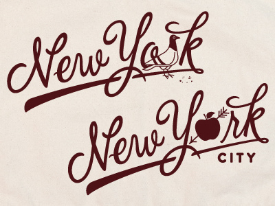 NY Script appl big apple city new york ny nyc old school pigeon script type typography