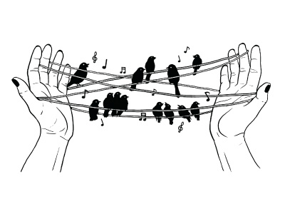 Cats Cradle birds birds on wire cats cradle hands illustration music