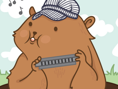 Asheville Whistlepig animal asheville cute groundhog harmonica illustration train whistle whistlepig