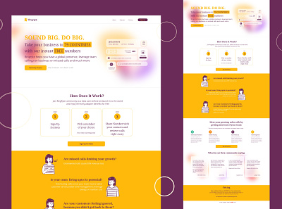 SAAS Landing Page glass morphism illustration landing page product design saas telephony ui voice web page