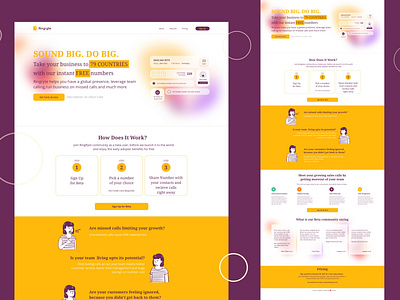 SAAS Landing Page glass morphism illustration landing page product design saas telephony ui voice web page