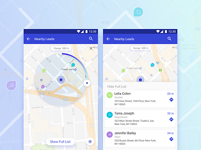 CRM App- Nearby Leads android app crm lead map nearby range slider ui