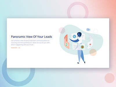 Panoramic View character illustration landing page product saas sales tech ui woman