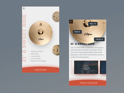 Zildjian Cymbals cymabls design drumming mobile product card product catalog product design ui ux