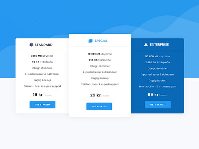 Pricing block design for Inleed.se block creative design hosting page pricing web