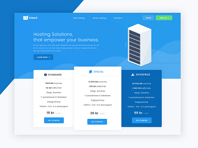 Inleed Website Redesign dedicated homepage hosting illustrations inleed landing page material design prices pricing page redesign server website