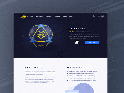 Product page design for Skilltwins ball design eccomerce football product page shop soccer ball sport store store ux web website website builder