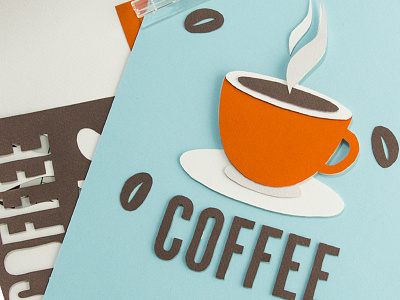 Coffee coffee cut paper handmade illustration paper art paper cutting