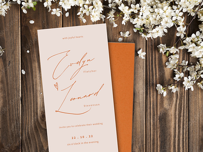 Long Wedding Invitation | EVELYN Series contemporary coral invitations long invitation modern orange templates wedding card wedding invitation wedding invitation template wedding invitations weddings