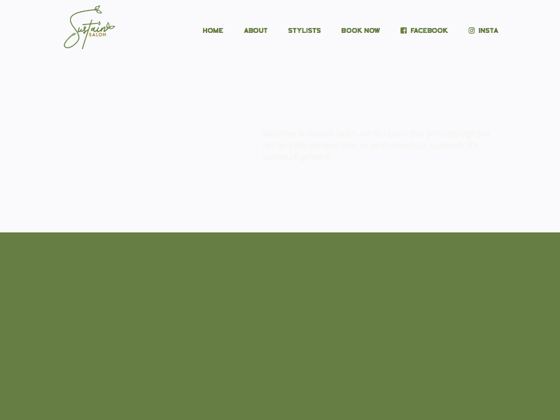 Sustain Salon astronout falco green madeinwebflow salon web design webdesign webflow