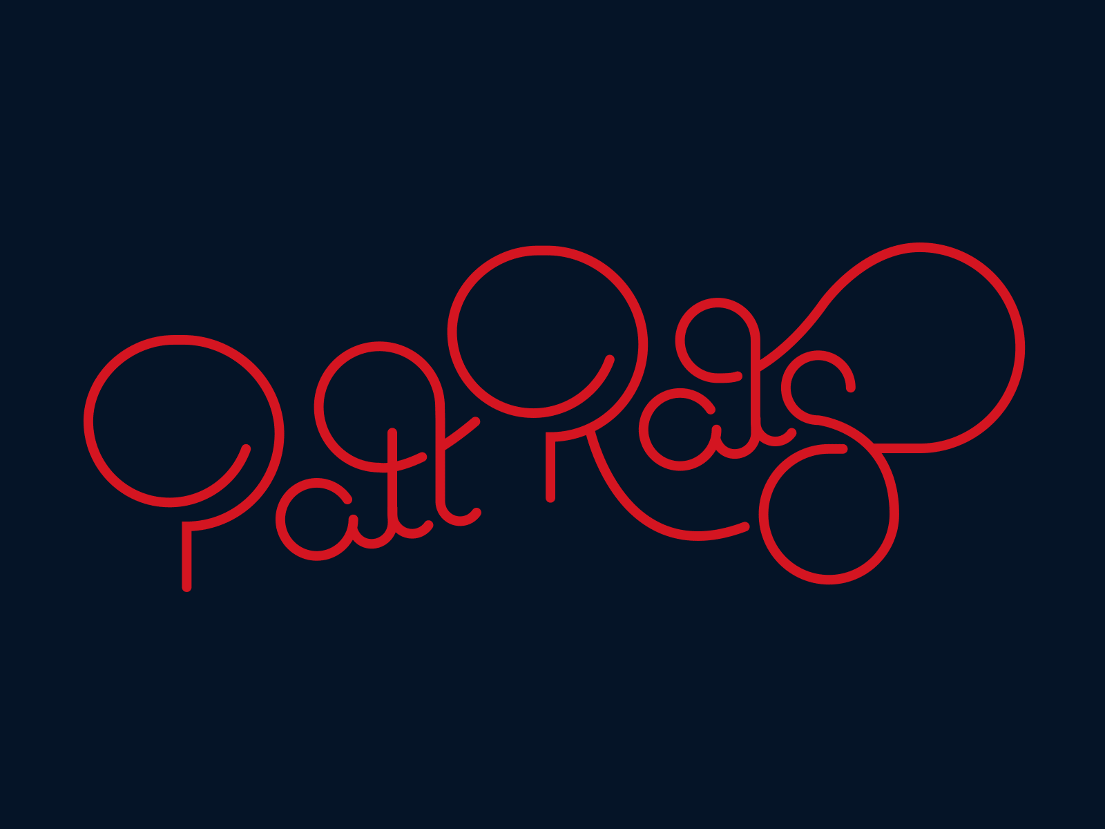 Patterson Rats Text Animation aftereffects animation circle custom lettering custom type dark blue logo motion design rat red script text animation trim paths type animation typography white
