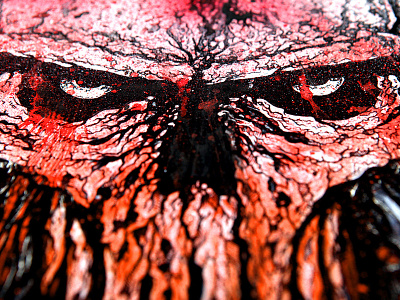 Red Skull acrylic black blood detail evil grey illustration painting pen and ink red skull skull art watercolor