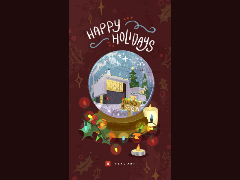 Happy Holidays Animation after effects animation candle christmas christmas lights closed hand lettering happy happy holidays holiday illustration lights motion design motion graphics procreate script snowglobe snowman typography