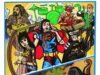 Justice League: Battle of the Bands graphic design illustration