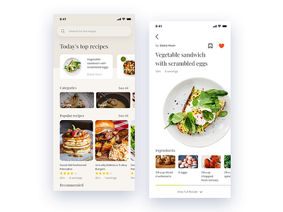 Food App chef design eat food app ios phone recipe app recipe book typography