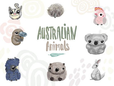 Australian Animals Watercolour Collection animals design illustration kids nursery png watercolor watercolour