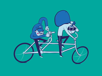 Tandem bike design gun illustration illustrator nwo police policeman thief vector