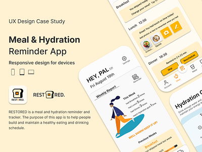 UX Case Study | Meal&Hydration Reminder App | Responsive App