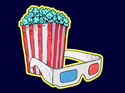 Movies and popcorn affinity food illustration