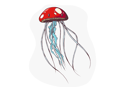 Inktober 2018 Day 1 - Poisonous character digital inktober inktober 2018 jellyfish mushroom poisonous