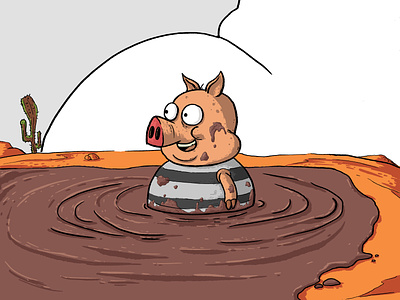 Inktober | Muddy character illustration inktober mud pig