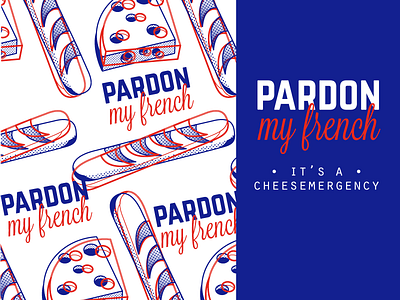 Pardon My French! branding cheese french illustration omelette du fromage pattern vector