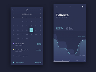 Financial calendar ui ux