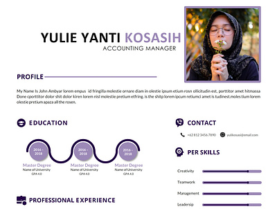 Clean Purple Resume cv design resume