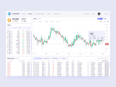 Streamex Exchange app chart clean crypto cryptocurrency dashboad design stats ui web white